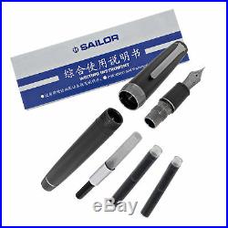 Sailor Professional Gear Imperial Black 21K Gold Fine Point Fountain Pen New