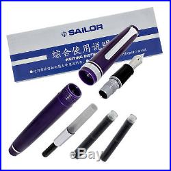 Sailor Professional Gear Slim Fountain Pen Blueberry Silver Trim Fine Point