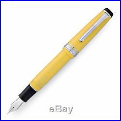 Sailor Professional Gear Yellow Silver Trim 21K Gold Fine Point Fountain Pen NEW