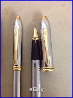 Set Of 4 CROSS Townsend Chrome Gold Plated Fine Pencil Ball Point Pens