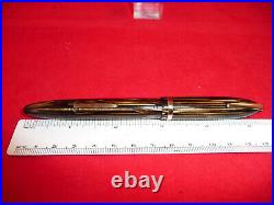 Sheaffer Vintage Brown Striped Military Clip Fountain Pen-fine point-new sac