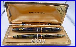 Sheaffer Vintage White Dot 1930's Marine Green Set in box-extra-fine point-works