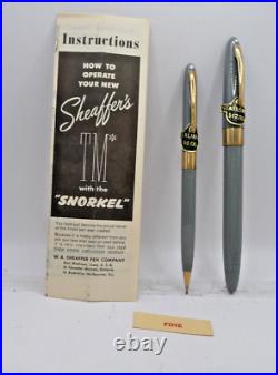 Sheaffer Vintage White Dot Gray Snorkel Set in box-new old stock-fine point