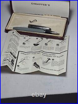 Sheaffer Vintage White Dot Gray Snorkel fountain pen-F-4 fine point With Case