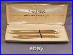 Sheaffer Vintage White Dot Snorkel gold filled set in box-F-5 fine point nib