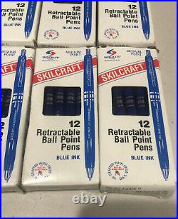 Skilcraft U. S. Government Retractable Ball Point Pen, Fine, Blue Ink, 8 Box of 12