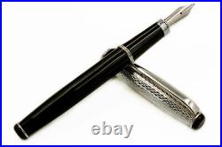 Solid Silver Roma Pen Blue Cartridge Waterman Type Extra Fine Nib Point