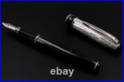 Solid Silver Roma Pen Blue Cartridge Waterman Type Extra Fine Nib Point