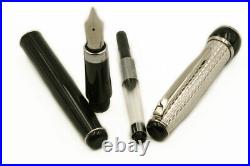 Solid Silver Roma Pen Blue Cartridge Waterman Type Extra Fine Nib Point