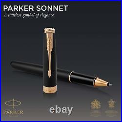 Sonnet Rollerball Pen, Matte Black Lacquer with Gold Trim, Fine Point Black I