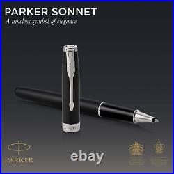 Sonnet Rollerball Pen, Matte Black Lacquer with Palladium Trim, Fine Point Bl