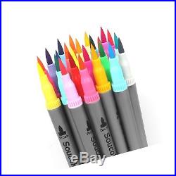 Soucolor 100 Colors Dual Tip Brush Pen Coloring Journaling Pens Fine Point Ar
