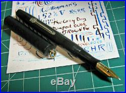 Sturdy X Fine Point Flex Waterman 52 1/2 V 14k #2 Gold Nib Fountain Pen vtg BCHR