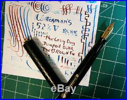 Sturdy X Fine Point Flex Waterman 52 1/2 V 14k #2 Gold Nib Fountain Pen vtg BCHR