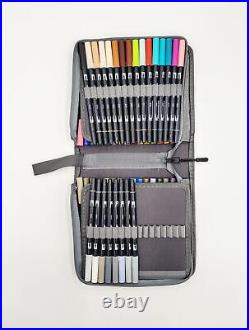 TOMBOW ABT Dual Brush Pen 55 pc Marker Set Fine point Tip & Zipper Storage Case
