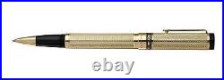 Tribune Rollerball Pen, Fine Point. 18K Gold Plated Brass. Diamond-Cut Guillo