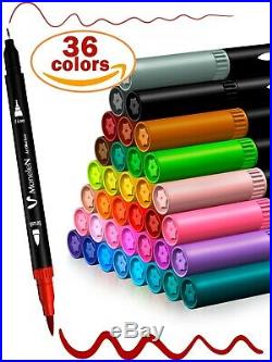 Twin Tip Brush Markers Adult Coloring Pens Fine Point Set 36 Art Supplies School