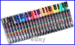 Uni Posca Paint Marker Pen, Fine Point(PC-3M), 24 Colors Set with Original Vi