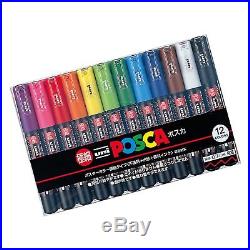 Uni-posca Paint Marker Pen Extra Fine Point Set of 12 (PC-1M12C)