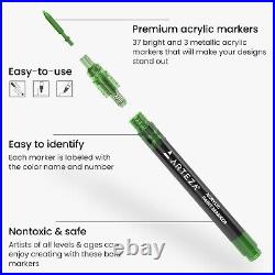 Versatile Acrylic Paint Markers Set of 40 Fine Point Art Pens for Any Surface