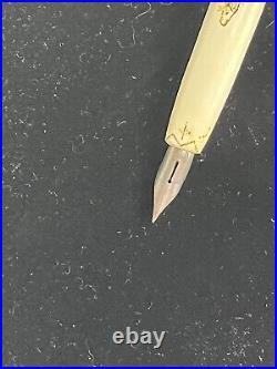 Vintage Antler Horn Pen With Engravings Medium To Fine Point. Rare