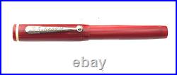 Vintage ECLIPSE Fountain Pen RED CELLULOID 14K Fine Flexy nib VEST POCKET