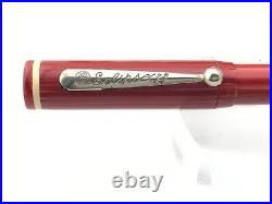 Vintage ECLIPSE Fountain Pen RED CELLULOID 14K Fine Flexy nib VEST POCKET