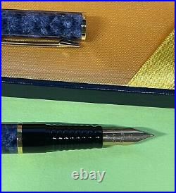 Vintage Waterman Marble Blue Fine point fountain pen in original box