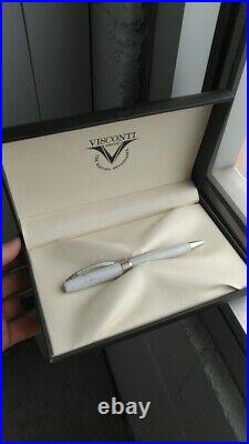 Visconti Rembrandt White Marble Ball Point Fountain Pen With Signature Case