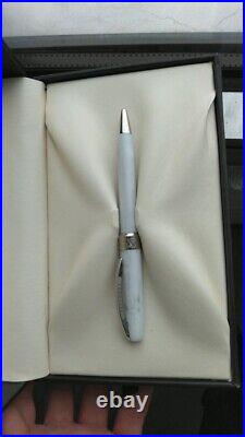 Visconti Rembrandt White Marble Ball Point Fountain Pen With Signature Case