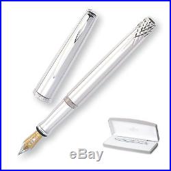 Waterford Lismore Platinum Plated 18kt Fine Point Nib Fountain Pen New in Box
