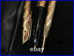 Waterman CF Style Gold-Plated Fountain & Ball-Point Pen Set. 18K Nib. Vintage