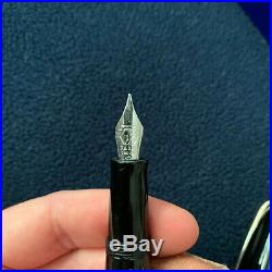 Waterman Charleston Ebony Black and Silver Fountain Pen, 18K, Fine Point Nib