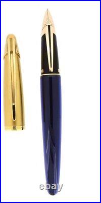 Waterman Edson Fountain Pen Extra Fine Point 18K Sapphire Blue Gold Cap