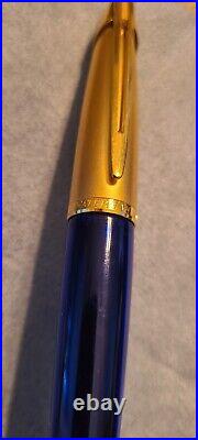 Waterman Edson Fountain Pen Extra Fine Point 18K Sapphire Blue Gold Cap