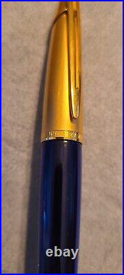 Waterman Edson Fountain Pen Extra Fine Point 18K Sapphire Blue Gold Cap