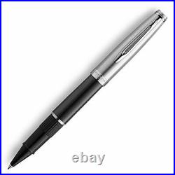 Waterman Emblme Rollerball Pen, Black with Chrome Trim, Fine Point with Black R