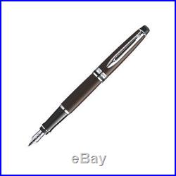 Waterman Expert Fountain Pen Dark Brown Chrome Trim Fine Point S0952220 New