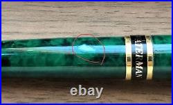 Waterman Expert Green Marble Fountain Pen/Ballpoint Pen Set F nib With cartridge