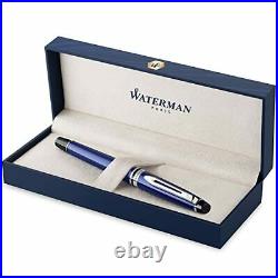 Waterman Expert Rollerball Pen Blue with Chrome Trim Fine Point with Black Re