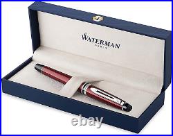 Waterman Expert Rollerball Pen, Dark Red with Chrome Trim, Fine Point with Bl