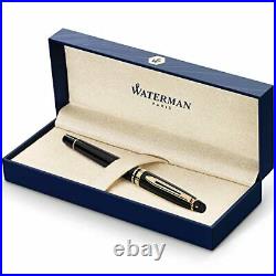 Waterman Expert Rollerball Pen Gloss Black with 23k Gold Trim Fine Point with