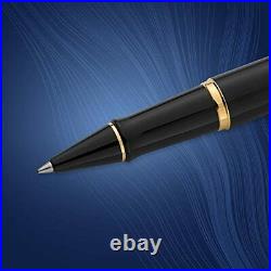 Waterman Expert Rollerball Pen Gloss Black with 23k Gold Trim Fine Point with