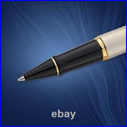 Waterman Expert Rollerball Pen Stainless Steel with 23k Gold Trim Fine Point