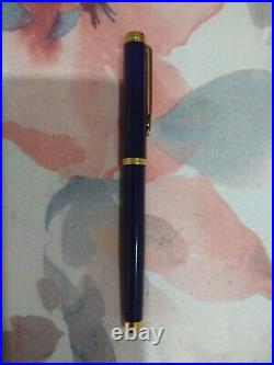 Waterman Gentleman Glossy Blue Fountain Pen 18k Gold Fine Point Nib FRANCE
