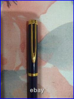 Waterman Gentleman Glossy Blue Fountain Pen 18k Gold Fine Point Nib FRANCE
