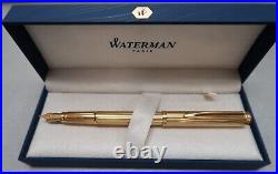 Waterman Gentleman Gold Fountain Pen Extra Fine Point 18K Gold Nib In Box Mint