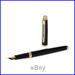 Waterman Hemisphere Essential Black Lacquer Gold Trim Fine Point Fountain Pen