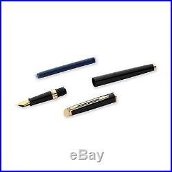 Waterman Hemisphere Essential Black Lacquer Gold Trim Fine Point Fountain Pen