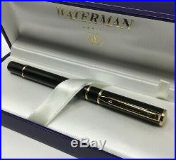 Waterman Laureat Black Lacquer Fountain Pen Gold Plated Fine Point Nib NOS